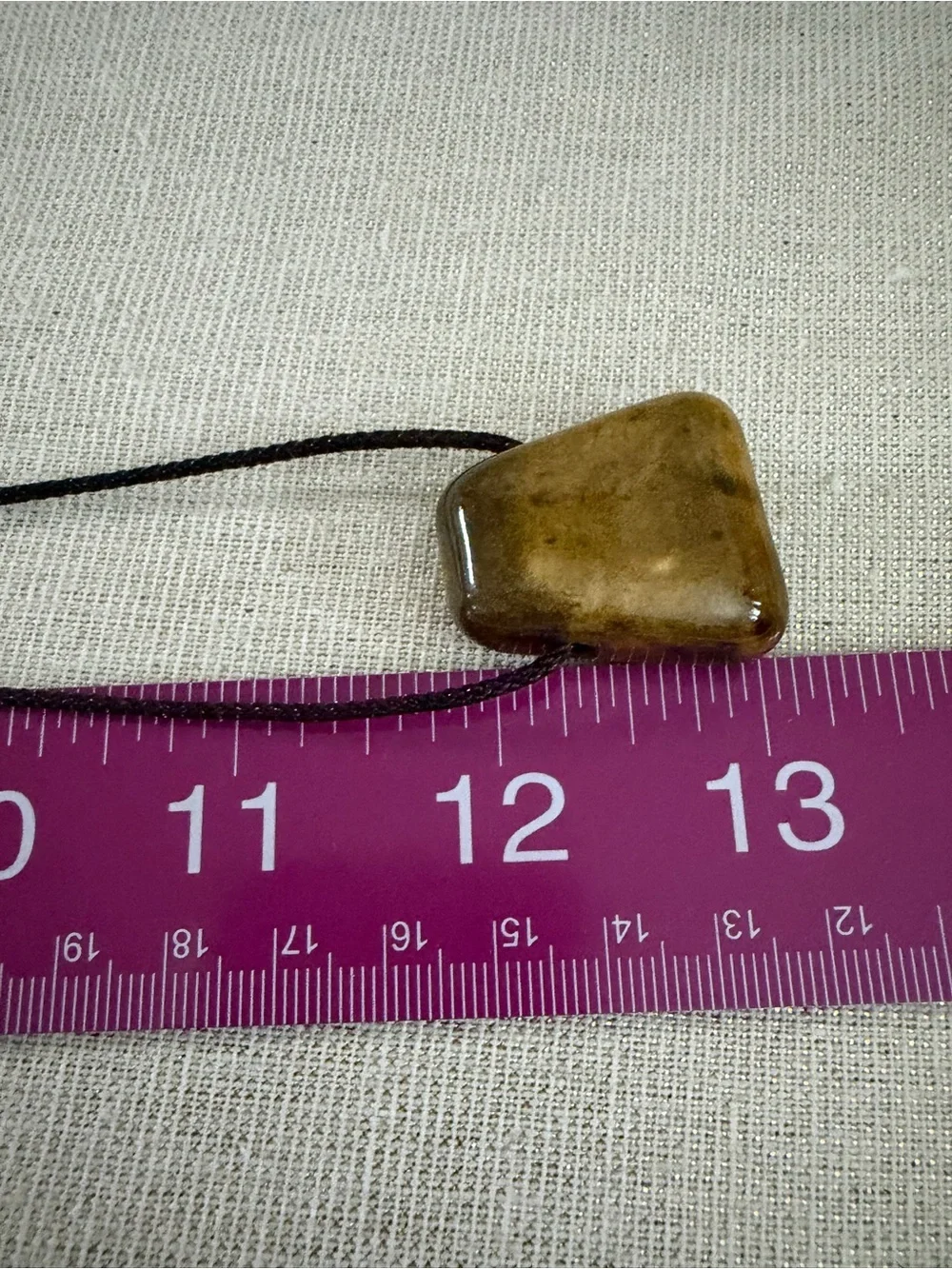 Yellow Brown Stone Pendant Necklace on Cord